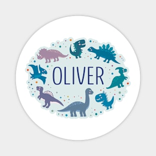 Oliver name surrounded by dinosaurs Magnet